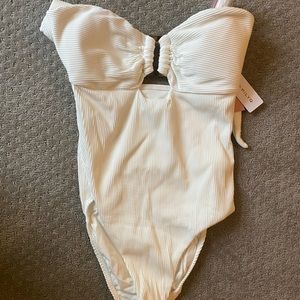 Pearl white one piece bathing suit